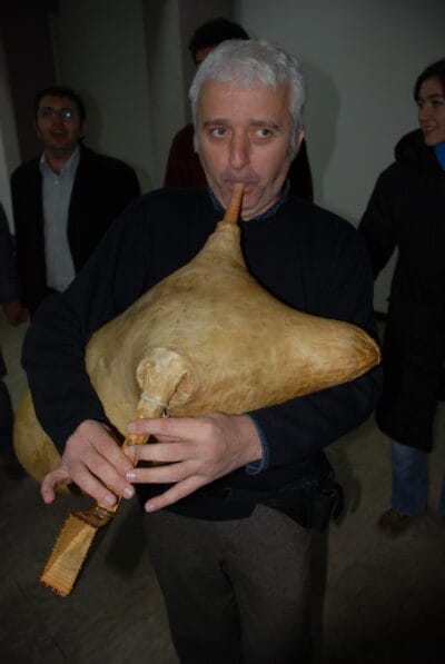 Laz musician Birol Topaloglu playing the tulum bagpipe