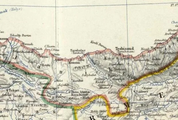 1861 map of the eastern Black Sea and Transcaucasia