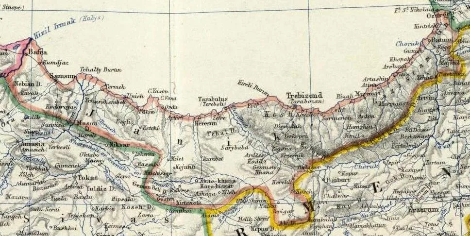 1861 map of the eastern Black Sea and Transcaucasia